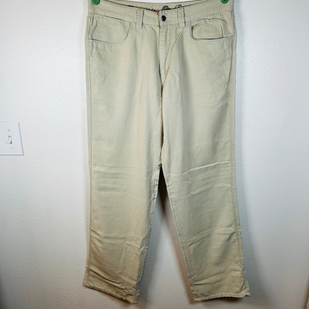 Tommy Bahama Mens Flat Front Casual Pants Beige Cotton Blend Size 32
